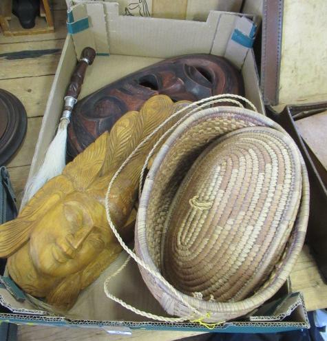 BOX OF ETHNIC WOODEN ITEMS ETC Image
