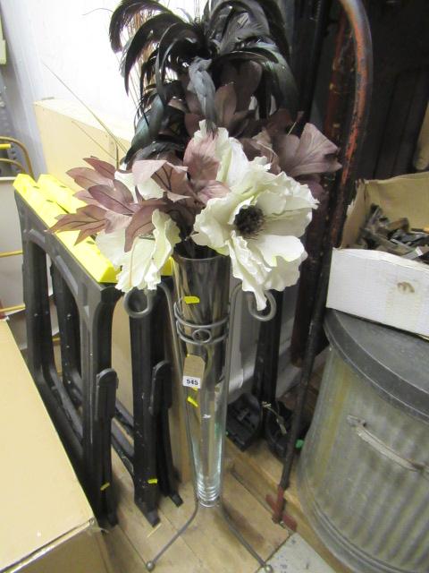 TALL GLASS VASE WITH FAUX FLOWERS Image