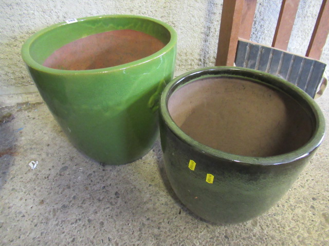 TWO GLAZED PLANTERS Image