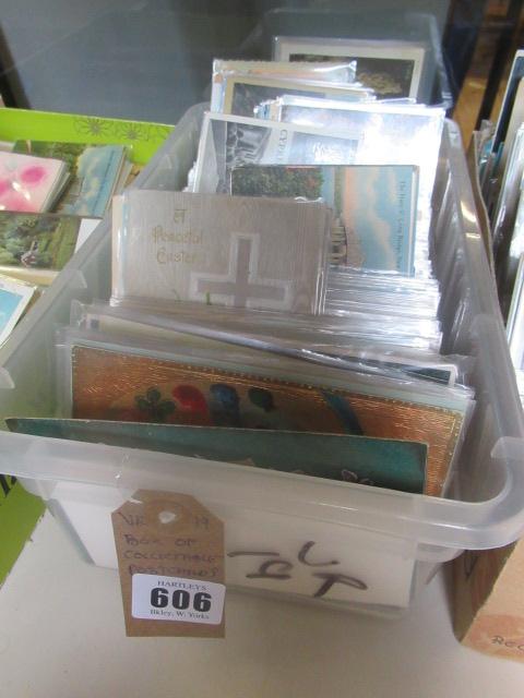BOX OF COLLECTABLES POSTCARDS ETC Image