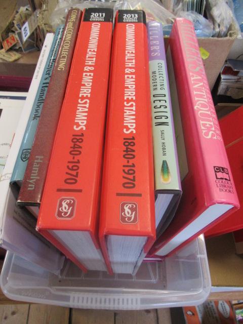 BOX OF STAMP COLLECTING BOOKS ETC Image