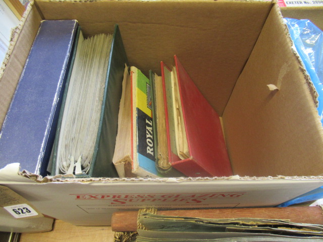 BOX OF STAMP ALBUMS AND FIRST DAY COVERS Image