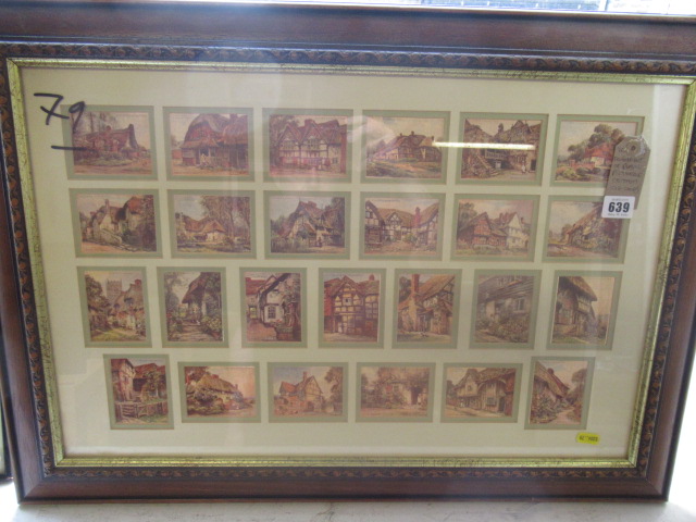 FRAMED SET OF PLAYERS PICTURESQUE COTTAGES CIGARETTE CARDS Image