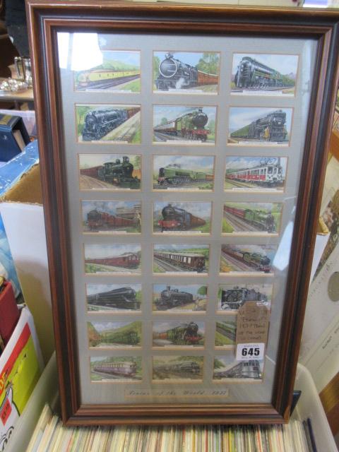 FRAMED 1937 TRAINS OF THE WORLD CIGARETTE CARDS Image