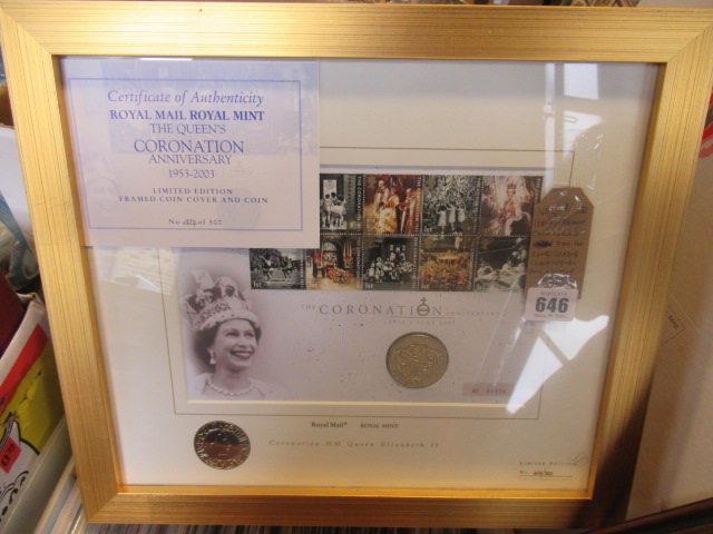LIMITED EDITION FRAMED COIN COVER FOR THE LATE QUEENS CORONATION ANNIVERSARY 2003 Image