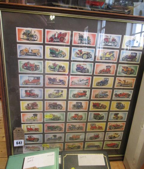 FRAMED CHING AND CO  VINTAGE CAR CIGARETTE CARDS Image
