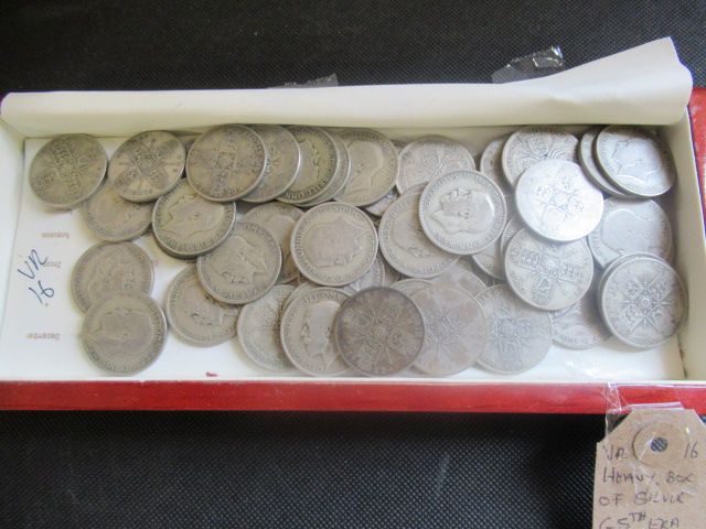 HEAVY BOX OF  GEORGE V SILVER FLORINS Image