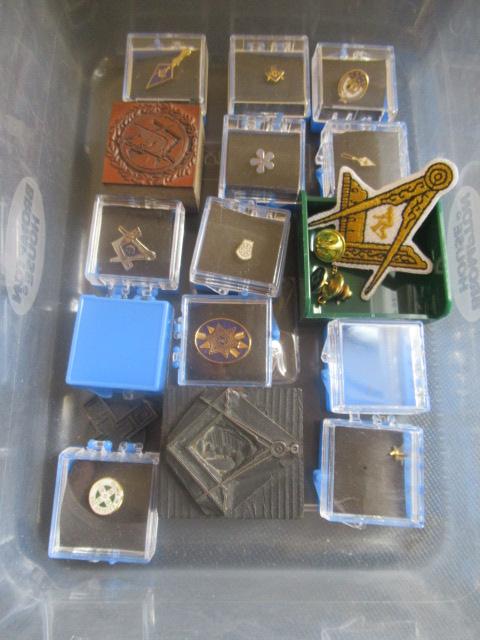 BOX OF MASONIC LAPEL BADGES ETC Image