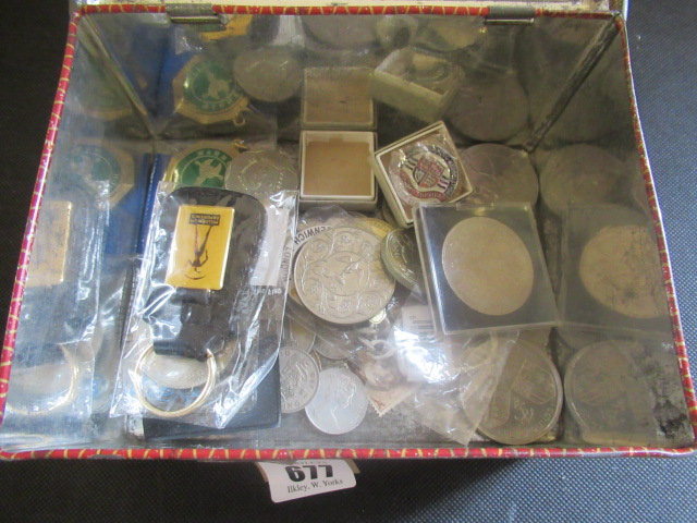 VINTAGE BISCUIT TIN OF CROWNS ETC Image