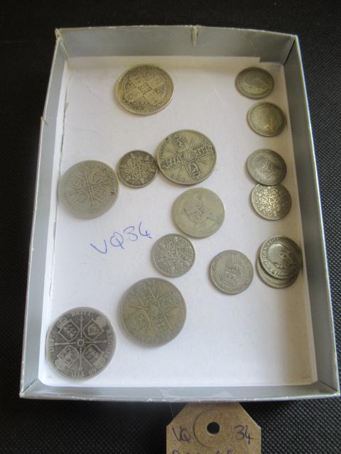 BOX OF SILVER BRITISH COINS INCLUDING VICTORIAN FLORN Image