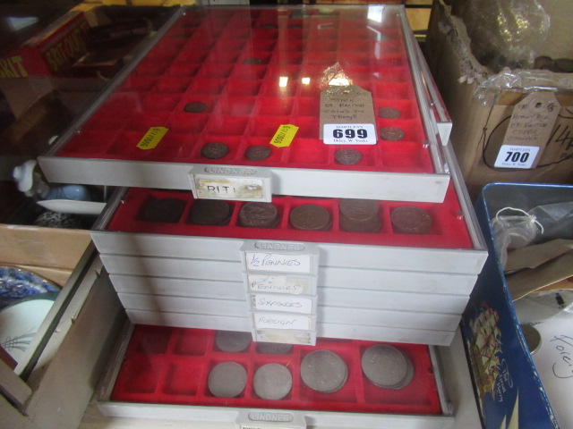 STACK OF BRITISH COINS IN TRAYS Image