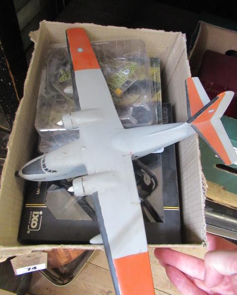 SIX SMALL SCALE AIRCRAFT MODELS BY CORGI AND OTHERS & A TIN GRUMMAN FLYING BOAT Image