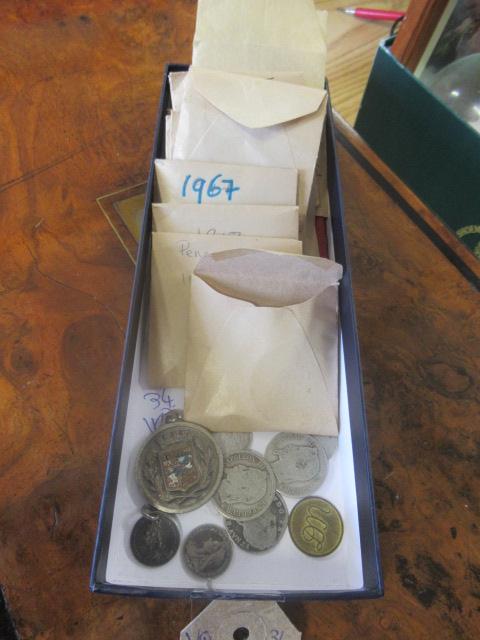 BOX OF COINS (SOME SILVER) Image
