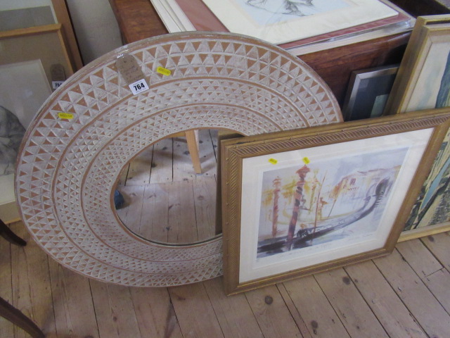 CIRCULAR MIRROR AND A VENETIAN PRINT Image