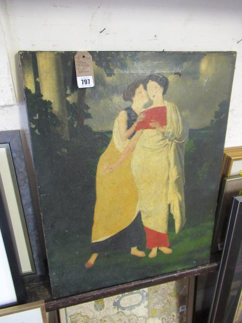 VICTORIAN PAINTING OF TWO WOMEN Image