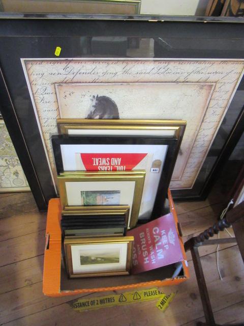 LARGE HORSE PRINT AND A BOX OF PRINTS ETC Image