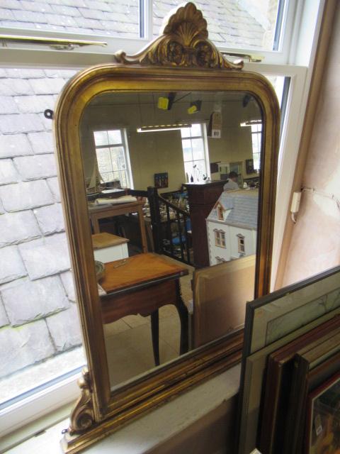 GILT FRAMED OVERMANTEL MIRROR Image