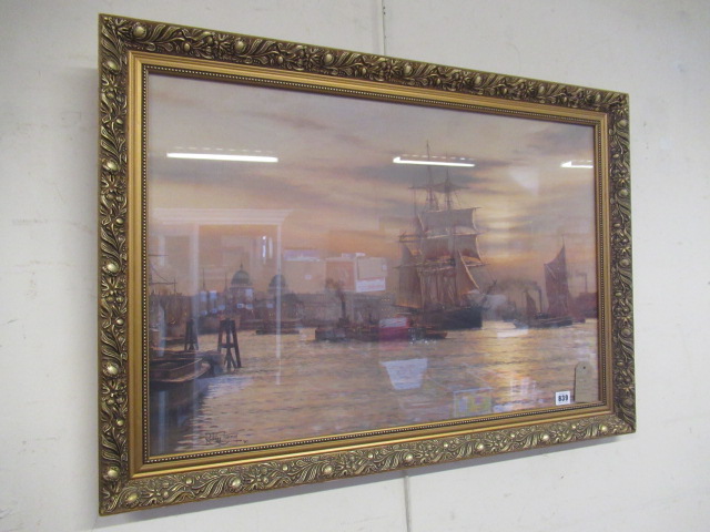 GILT FRAMED SHIP PRINT BY RODNEY HARMAN Image