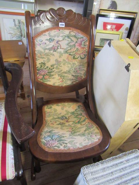 CARVED TAPESTRY SEATED ROCKING CHAIR Image