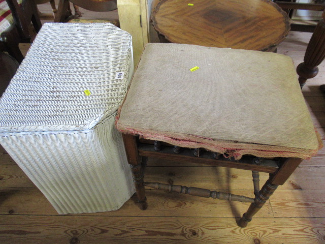 LLOYD LOOM LINEN BASKET AND PIANO STOOL Image