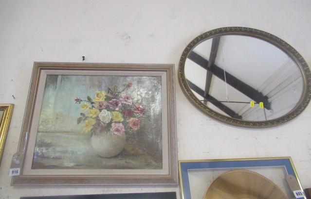 OIL ON CANVAS STILL LIFE AND A MIRROR Image