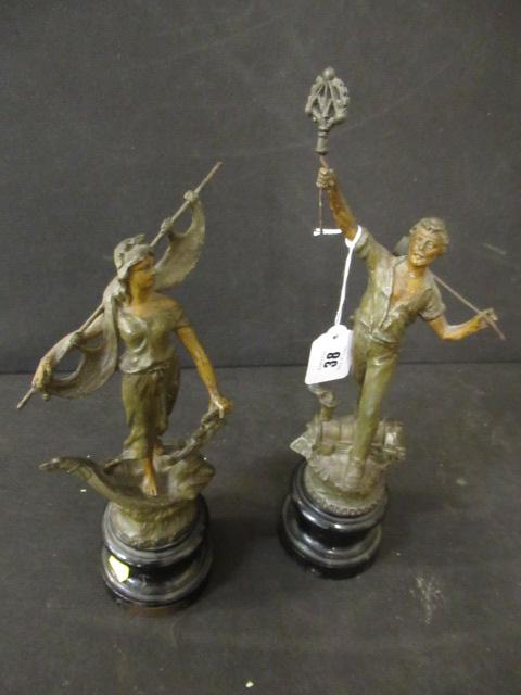 TWO SPELTER FIGURES Image
