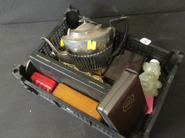 BOX OF MISCELLANEOUS INCLUDING EPNS TEAPOT Image