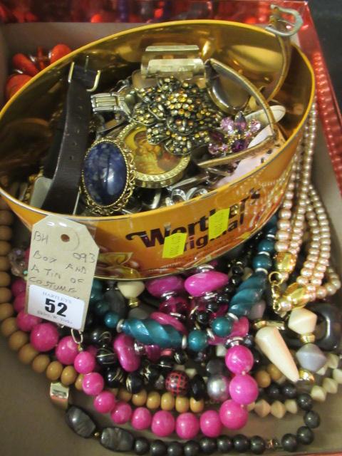 BOX AND A TIN OF COSTUME JEWELLERY Image