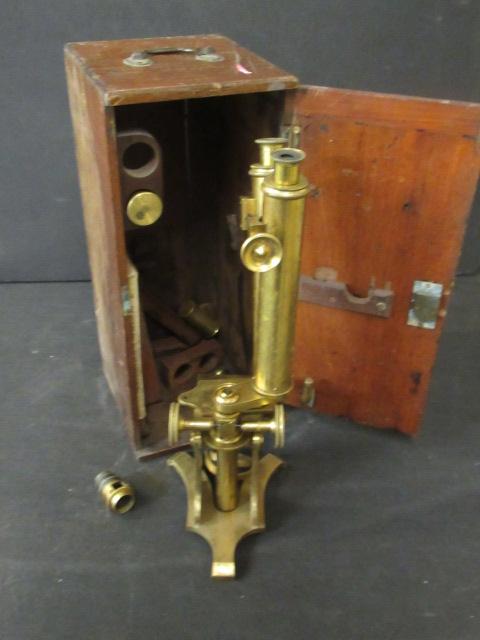 CASED BRASS MICROSCOPE Image