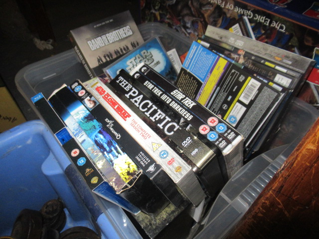 BOX OF DVDS ETC Image