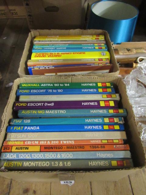 TWO BOXES OF HAYNES CAR MANUALS ETC Image