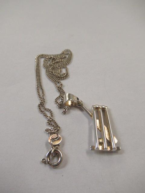 SILVER CRICKET PENDANT ON SILVER CHAIN Image
