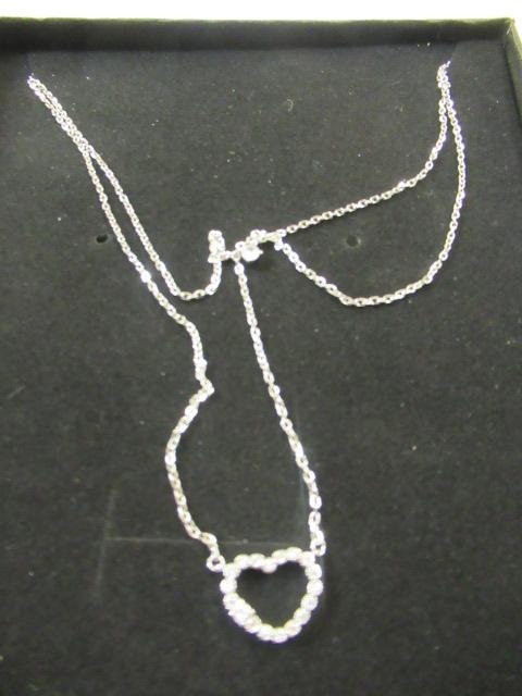 SILVER DOUBLE STRING HEART NECKLACE Image