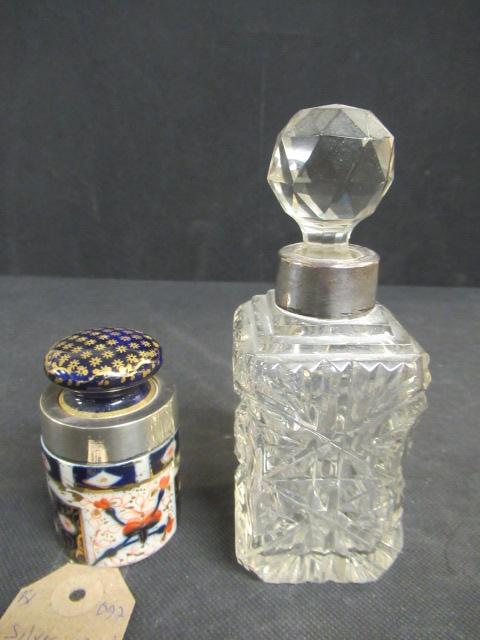 SILVER COLLARED JAR AND DECANTER Image
