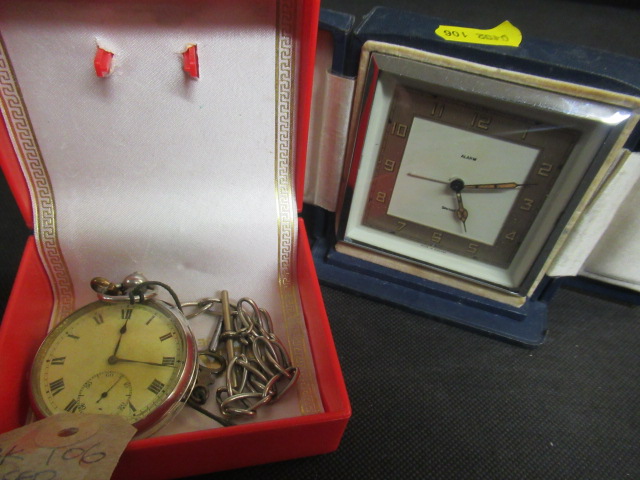 CASED DECO STYLE SMITHS TRAVEL CLOCK AND FOB WATCH Image