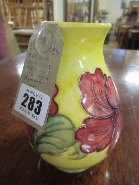 ANTIQUE MOORCROFT HIBISCUS VASE WITH QUEEN MARY LABEL Image