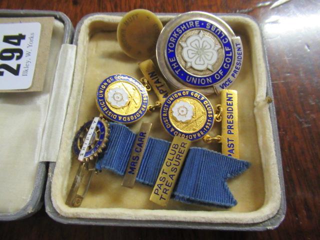 SILVER YORKSHIRE UNION OF GOLF CLUBS BADGE ETC Image