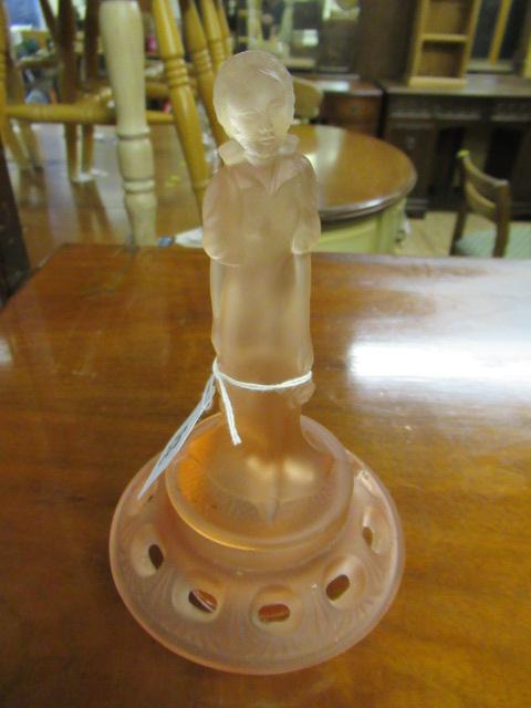 ART DECO PINK FROSTED GLASS FIGURE Image