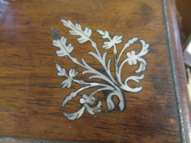 INLAID WOOD AND MOTHER OF PEARL JEWELLERY BOX Image