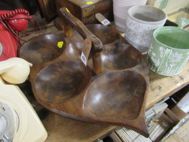 CARVED WOODEN SERVING TRAY Image