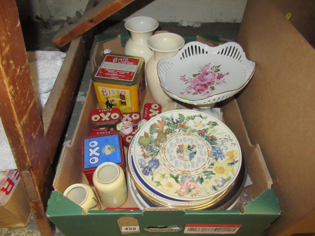 BOX OF CERAMICS AND OXO TINS ETC Image