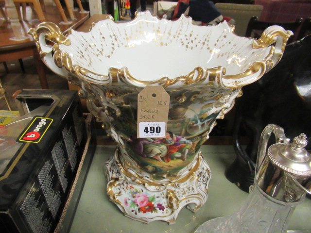 LARGE FRENCH STYLE CERAMIC VASE OF ROCOCO FORM Image