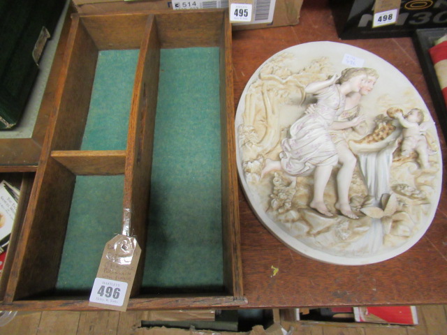 CUTLERY TRAY AND 18TH CENTURY STYLE PORCELAIN WALL PLAQUE Image