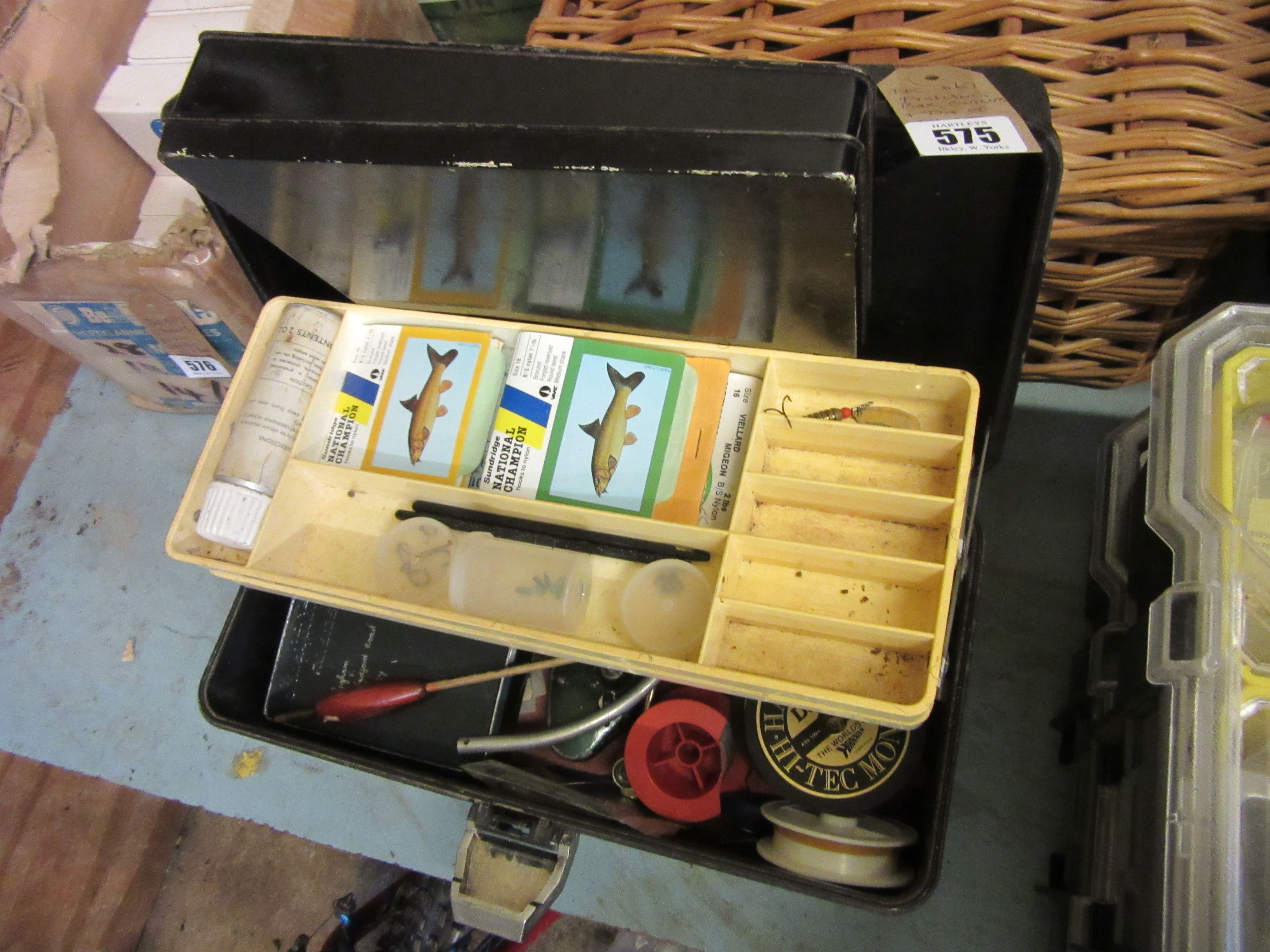 FISHING BOX WITH TACKLE AND A TIN OF FLOATS Image