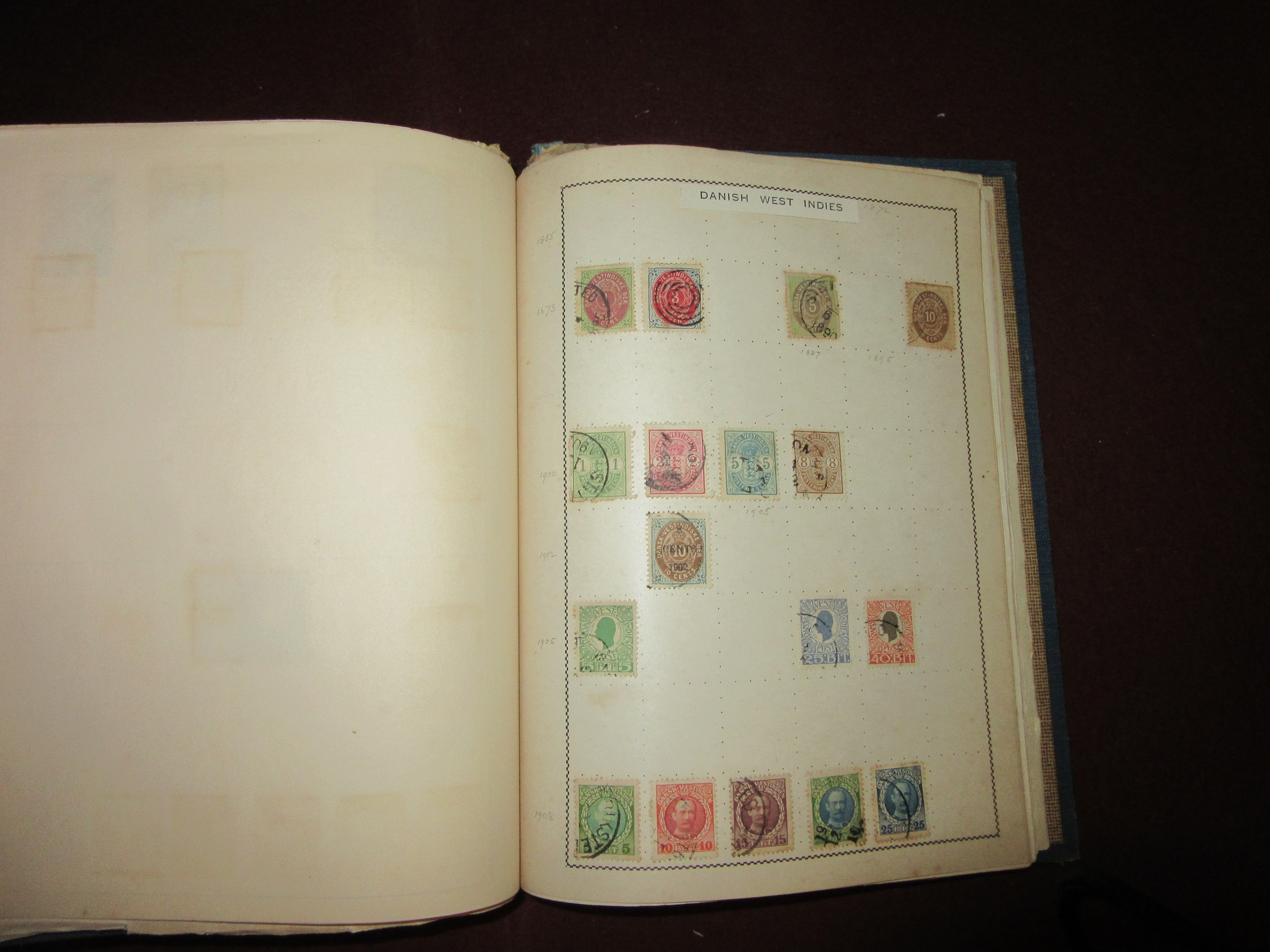 STAMP ALBUM OF WORLD STAMPS INCLUDING EARLY DANISH, WEST INDIES EXAMPLES Image