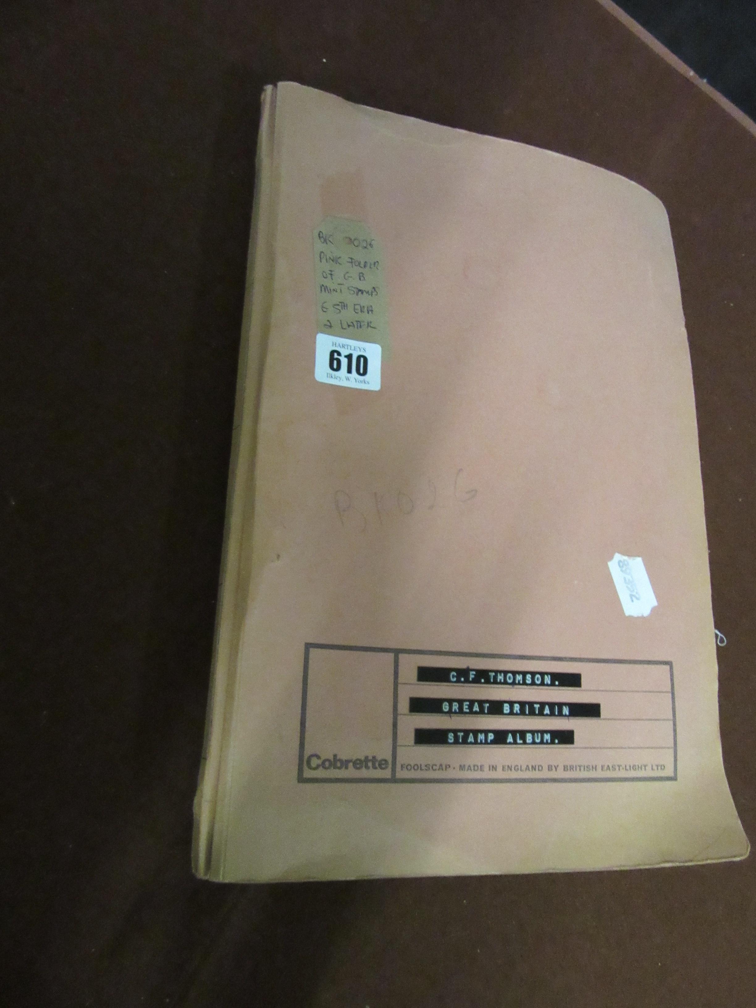 PINK FOLDER OF GB MINT STAMPS GEORGE V ERA AND LATER Image