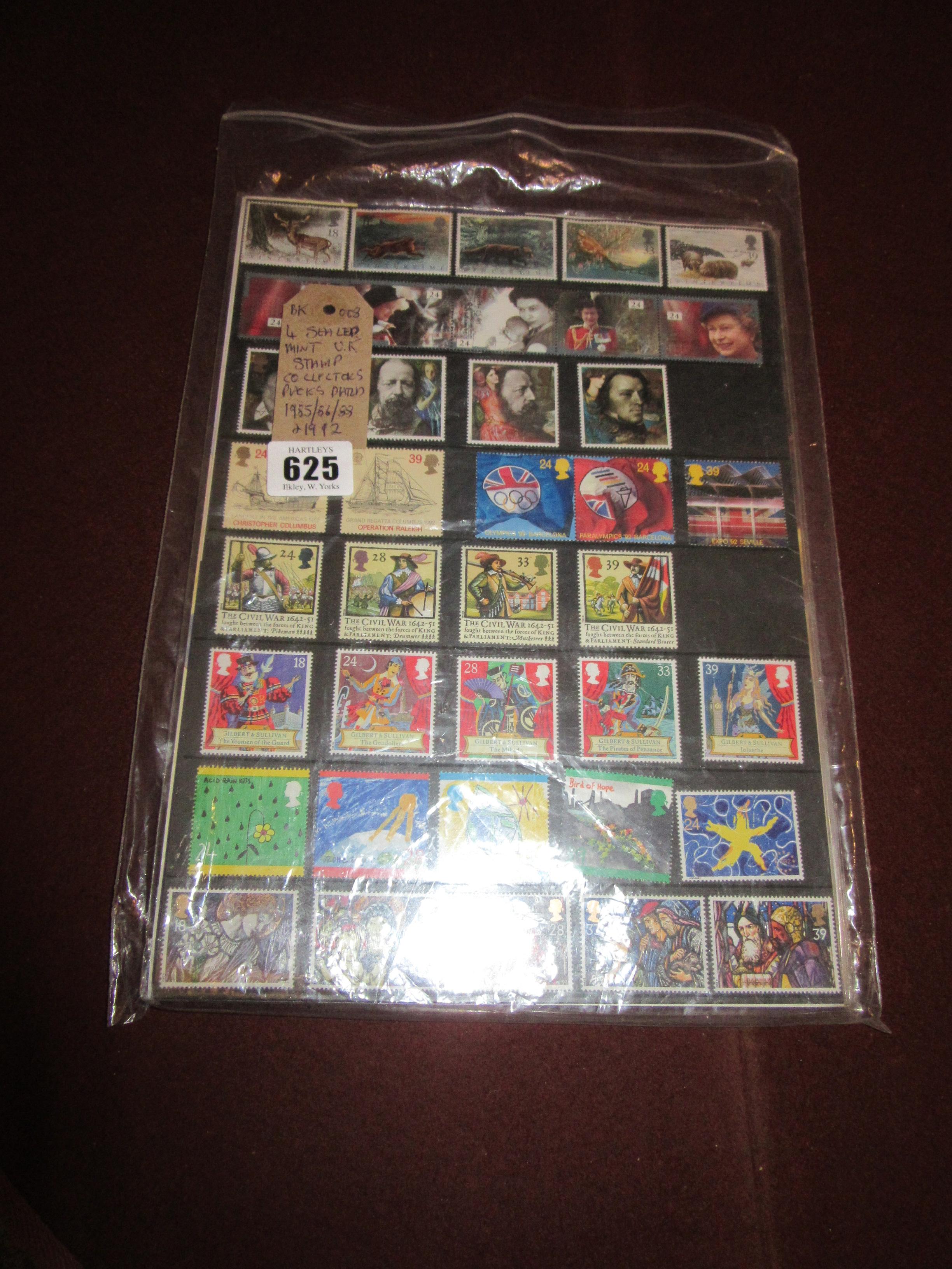 FOUR SEALED MINT UK STAMP COLLECTORS PACKS DATED 1985/86/88 AND 1992 Image