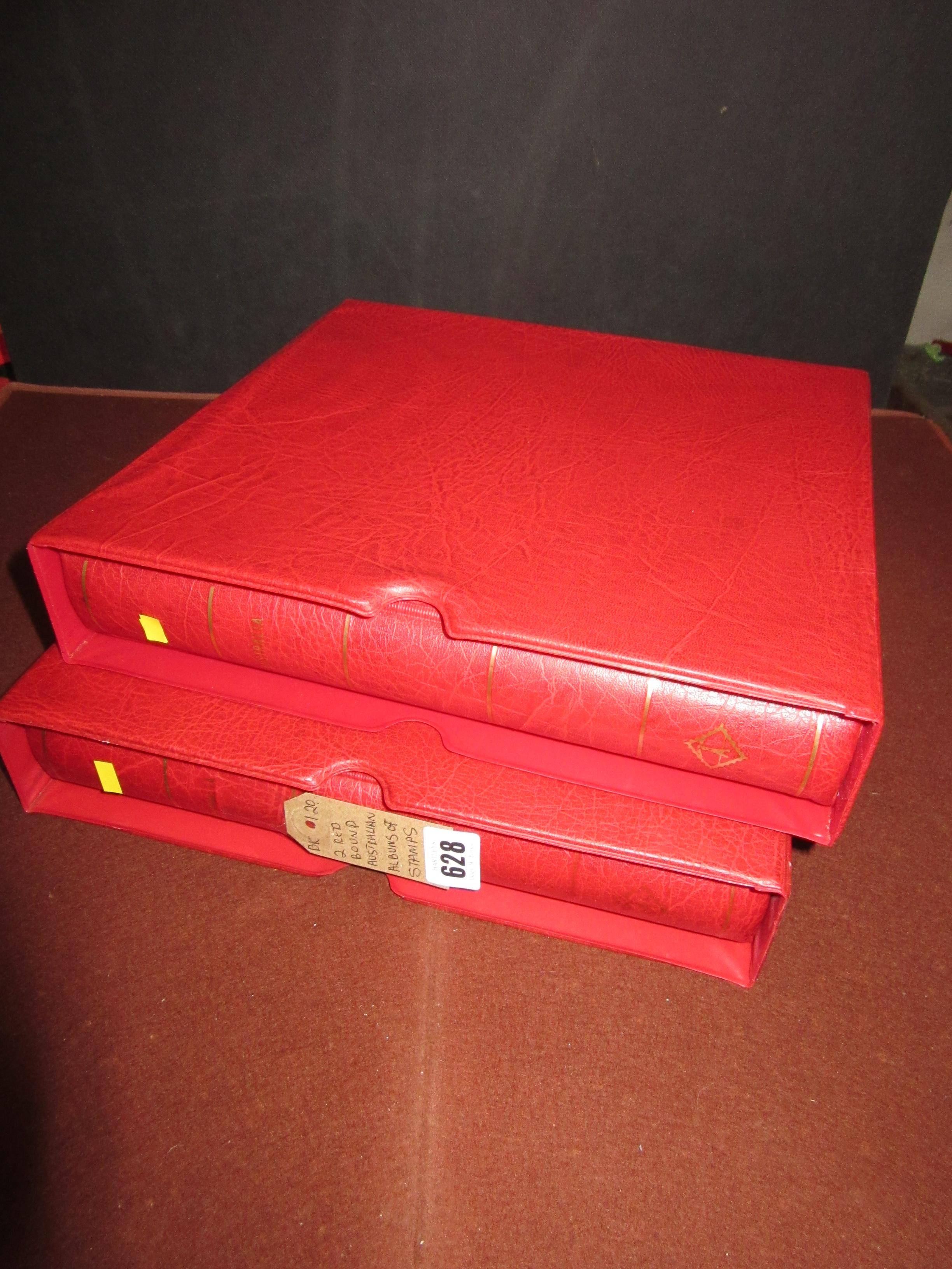 TWO RED BOUND AUSTRALIAN ALBUMS OF STAMPS Image