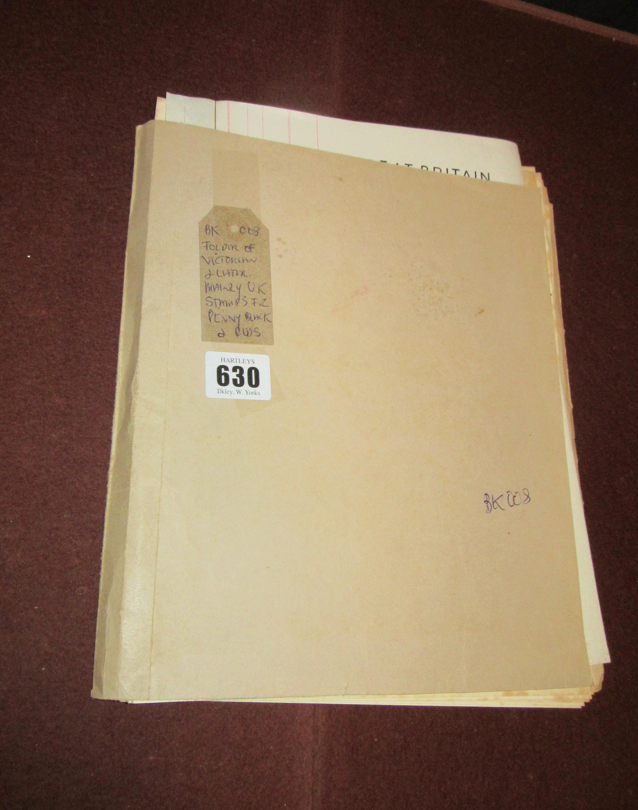 FOLDER OF VICTORIAN AND LATER MAINLY UK STAMPS INCLUDING PENNY BLACK AND PENNY RED Image