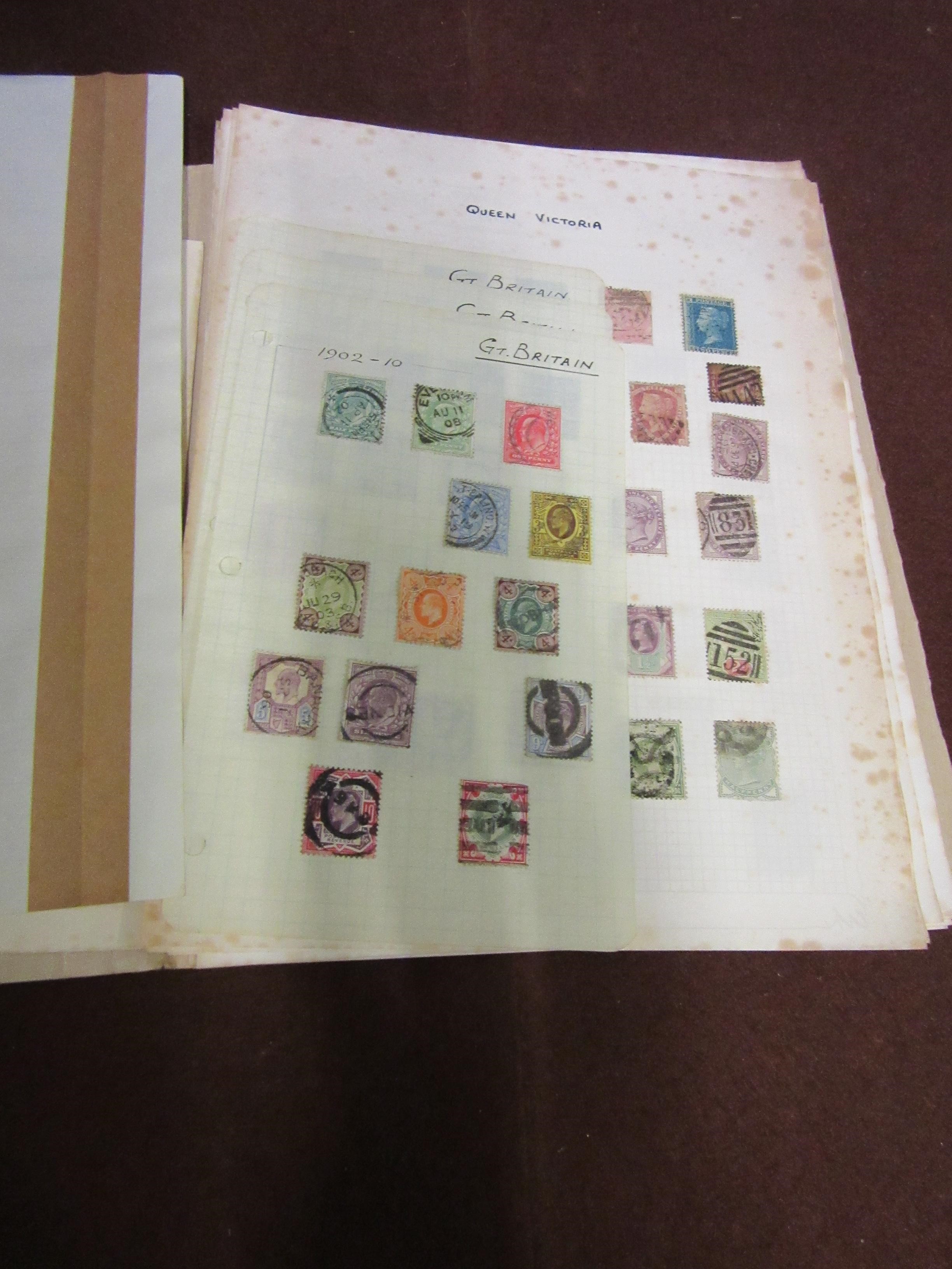 FOLDER OF VICTORIAN AND LATER MAINLY UK STAMPS INCLUDING PENNY BLACK AND PENNY RED Image